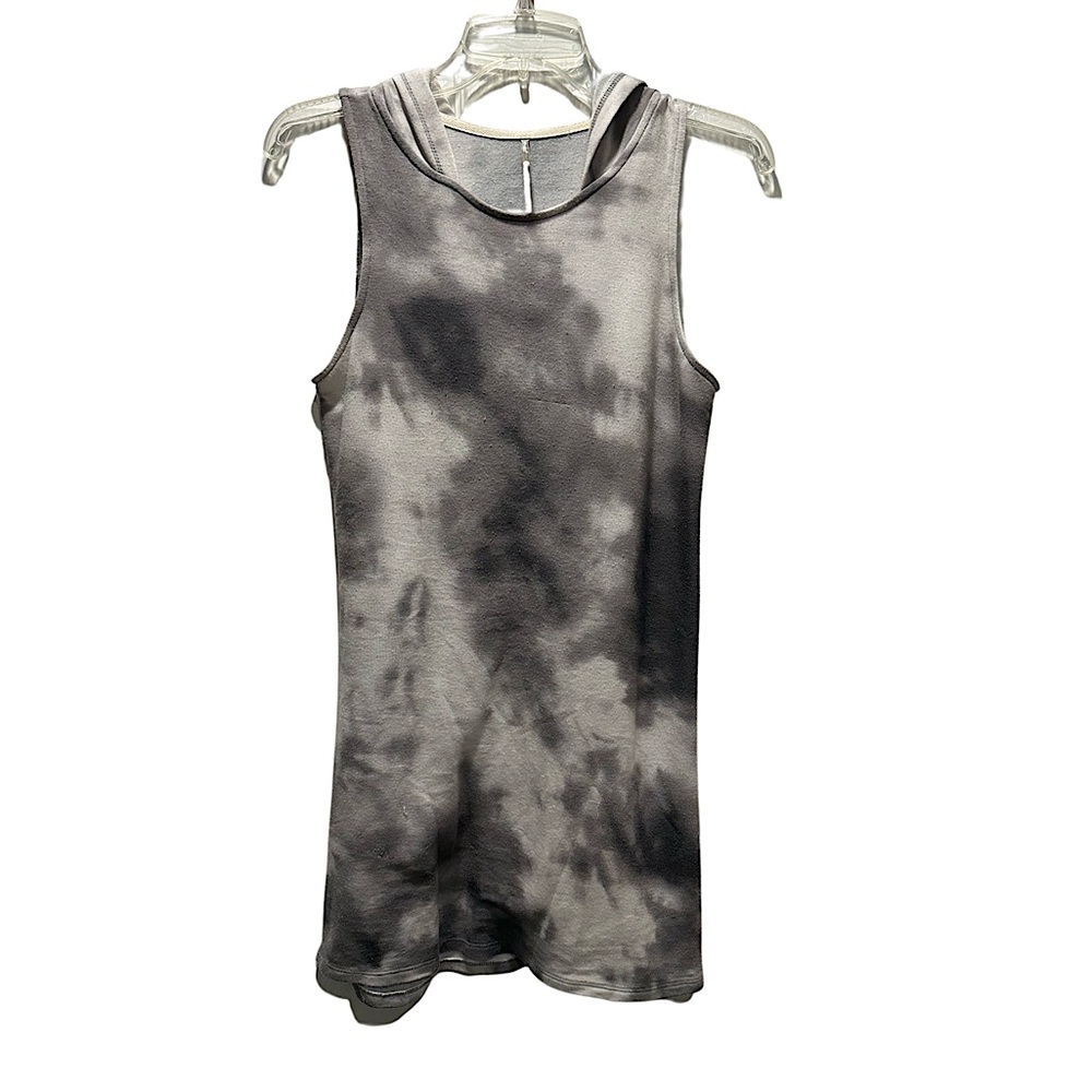 COLOR THREAD -  Gray & White Tie Dye Coverup With Hood